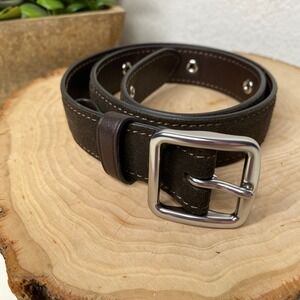 Coach Dark Brown Suede Leather Belt‎ Silver Buckle Kids Size XS